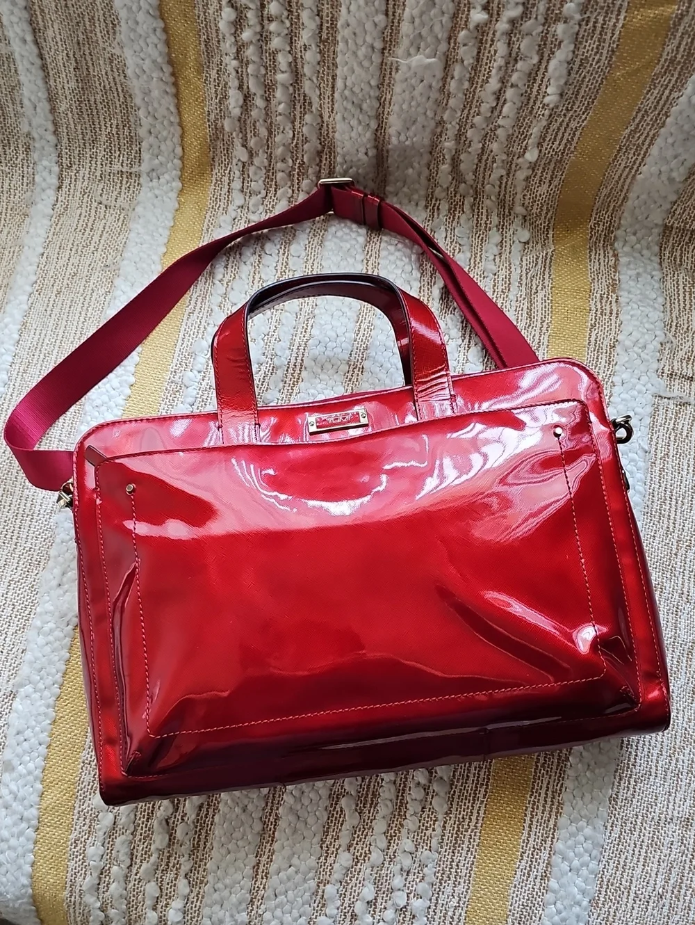 Tumi Candy Apple Red Patent Laptop Briefcase